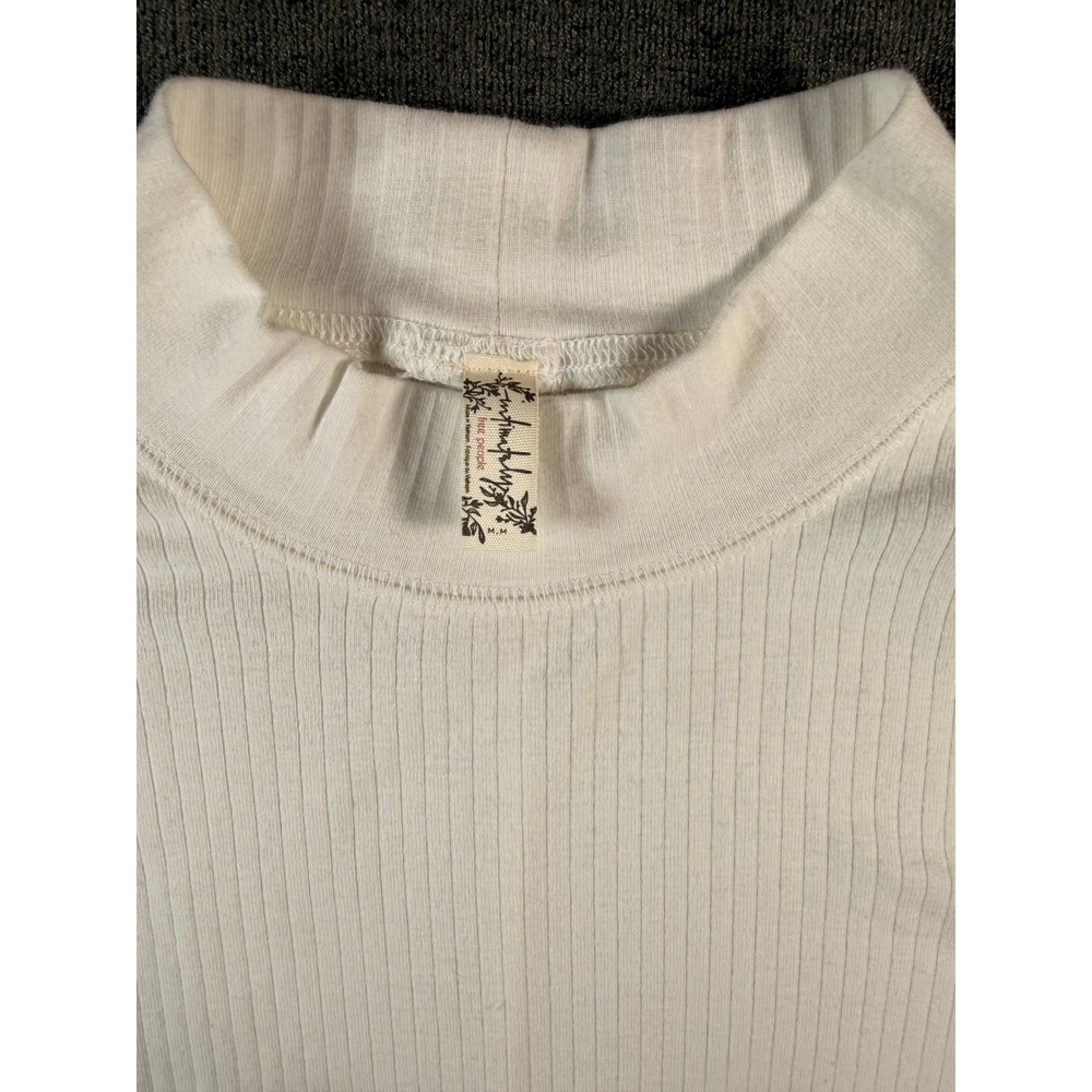 Intimately Free‎ People Women Ivory Ribbed Mock Neck Long Sleeve Top Size M - Picture 3 of 9